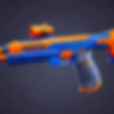 Detailed close-up of a Nerf blaster showcasing Fortnite design elements