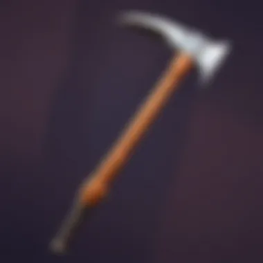 A detailed view of the mini pickaxe showcasing its design features.