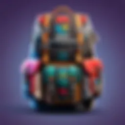 A vibrant display of various Fortnite backpacks showcasing their unique designs.