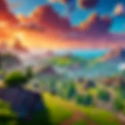 A vibrant Fortnite landscape showcasing a dynamic in-game event