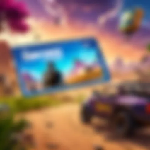 Virtual V-Bucks Card Displayed in Epic Fortnite Landscape