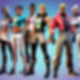 Colorful Fortnite skins showcasing variety